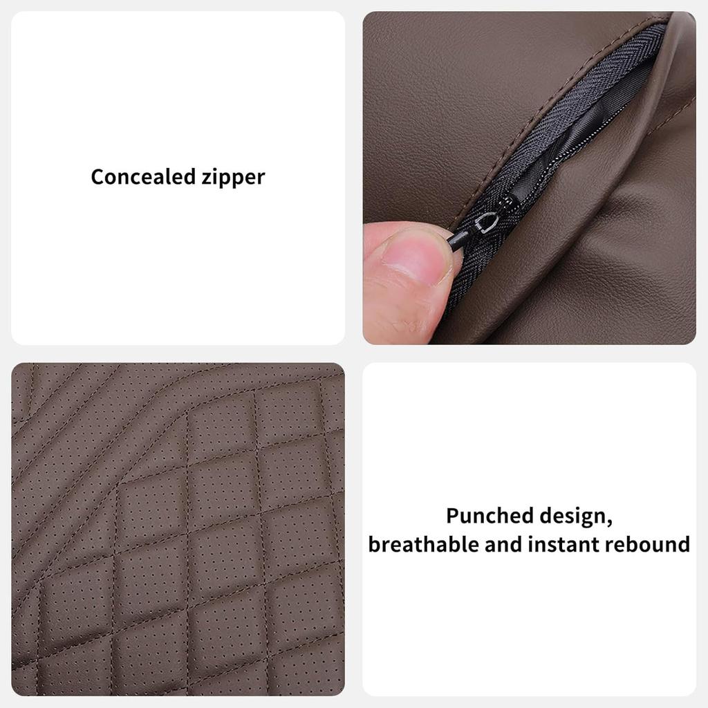 Car Headrest Neck Pillow Fits for BMW X3 X5 Accessories X1 X2 X4 X6 X7 1 2 3 4 5 6 7 Series Car Soft PU Seat Pillow Head Neck Rest Cushion (Mocha