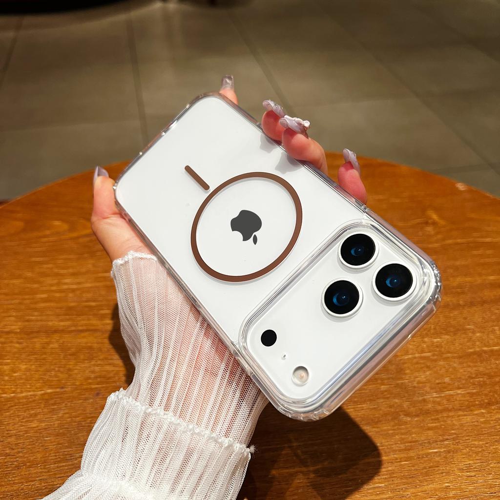 Luxury Slender Circle Magnetic Case for iPhone 17 Air 16 15 14 Plus 13 12 11 Pro X Xs Max Case for Magsafe Wireless Charge Cover