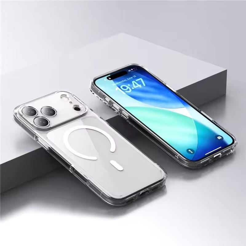 Luxury Clear Shockproof Magsafe Magnetic Case For iPhone 17 Air 17Pro 17 Pro Max Wireless Charging Shockproof Hard Back Cover