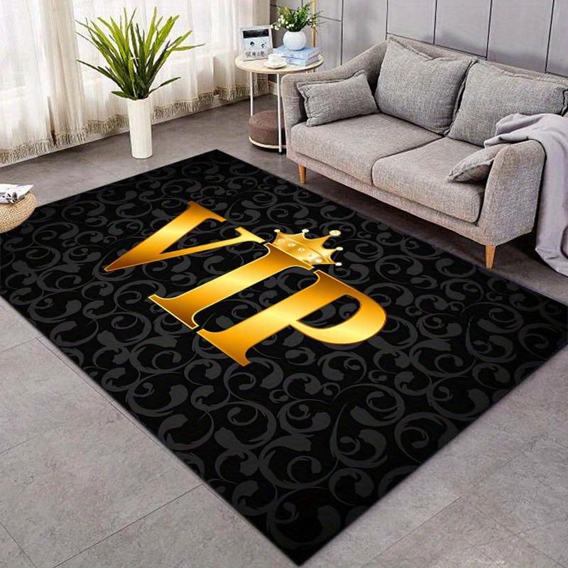

Роскошный 3D VIP ковер - Нескользящий полиэстер, Черно-золотая VIP корона, Идеально подходит для патио, гостиной, спальни 40x60cm