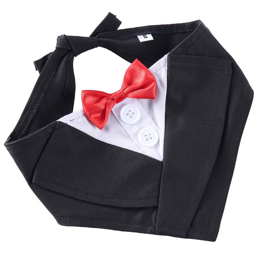 Pet Gentleman Suit Bow Tie Adjustable Soft Skin-friendly Easy Cleaning Golden Retriever Bear Wedding Suit Saliva Towel