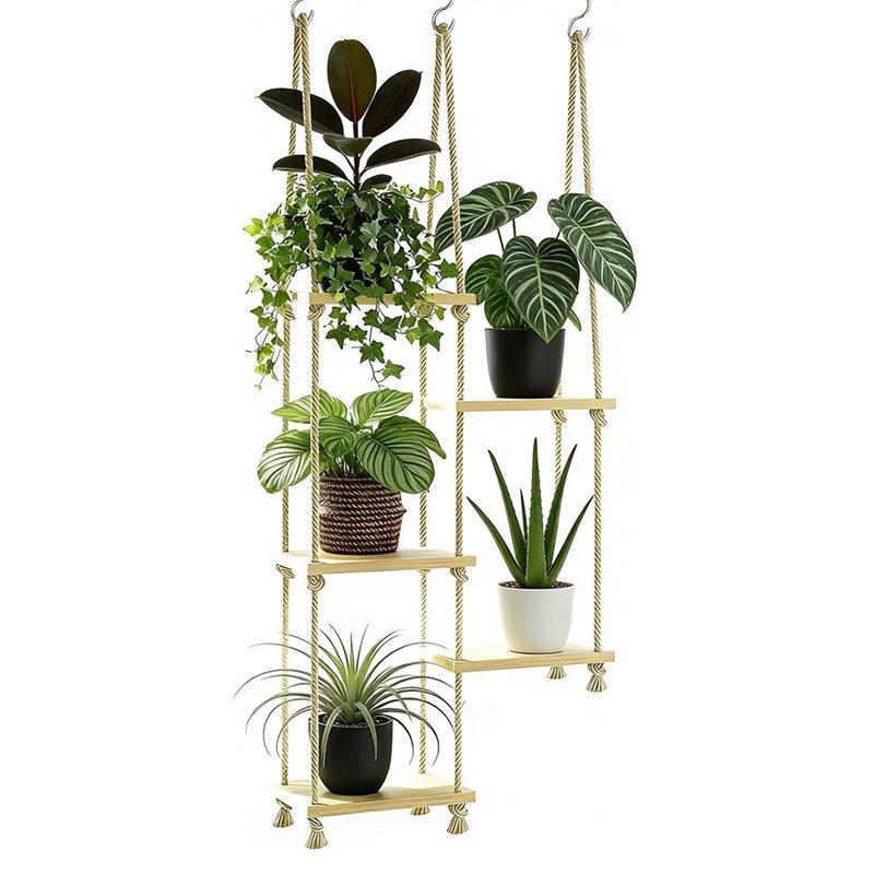 ABBP-Hanging Shelves Plant Hanger Indoor Window Plant Shelves Wood Plant Wall Shelf Window Sill Plant Shelf Indoor