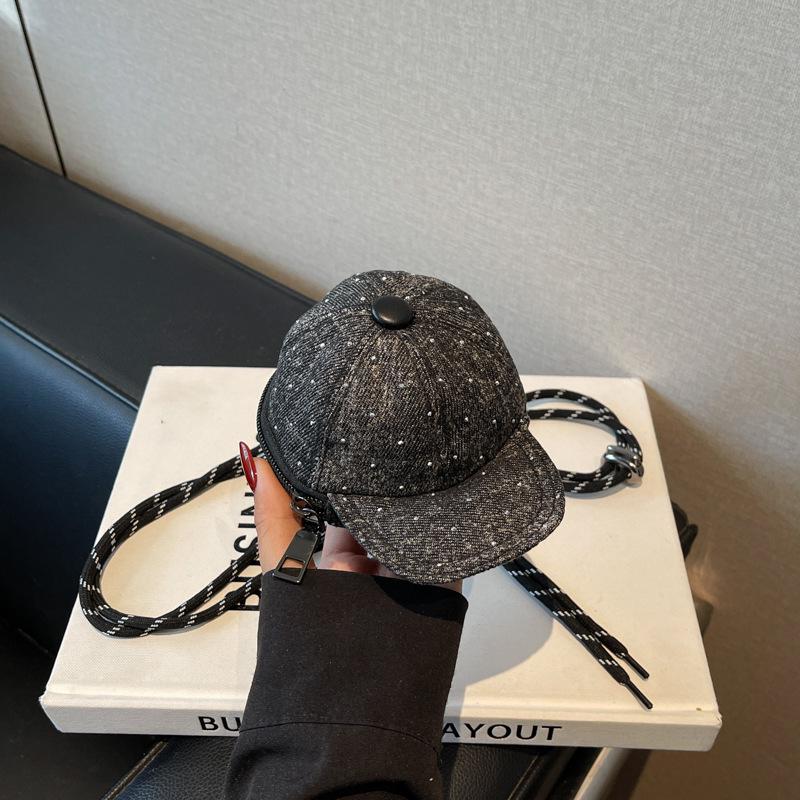 

Korean Style Trendy Denim Mini Crossbody Bag with Lanyard and Coin Purse