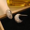 Silver Needle Geometric Heart Hoop Earrings - Retro & High-End Style for a Bold Look