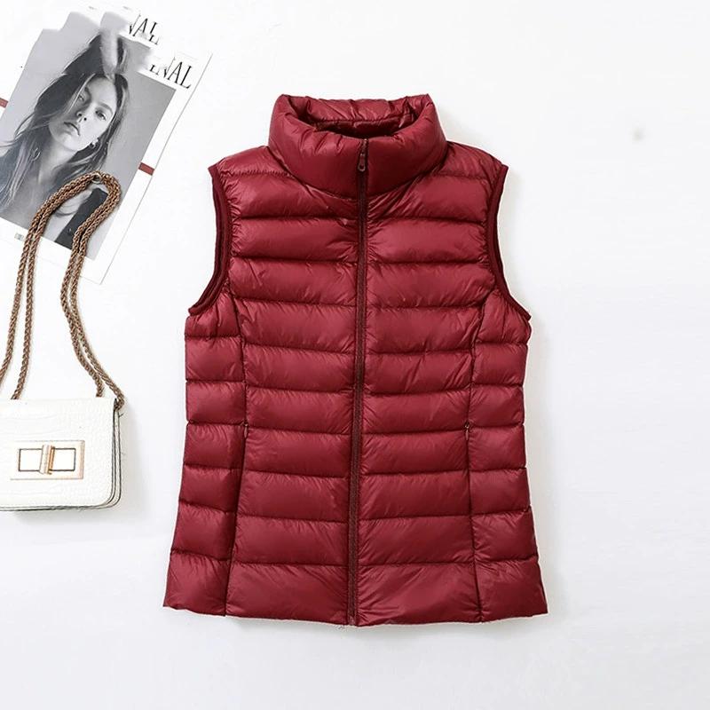 Women's Autumn and Winter Casual Warm Down Vest Inner Wear Solid Color Sleeveless Vest