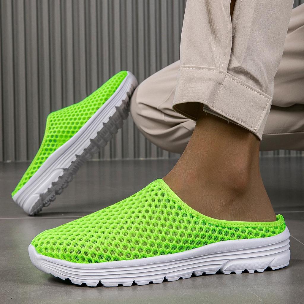 Breathable Flyknit Cutout Plus Size Ultralight Half-Slippers