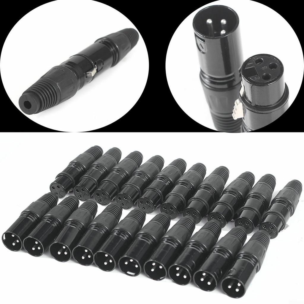 10 Pairs XLR Male Coupling 10 Male + 10 Female Microphone Cable 3-pin Cable Set