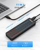 WENTER USB Hub Hub 7 Ports 4 Charging Ports 2023 Improved AC Self Independent USB 5Gbps High Equipped with LED High Durability 3.0 + [With Adapter,