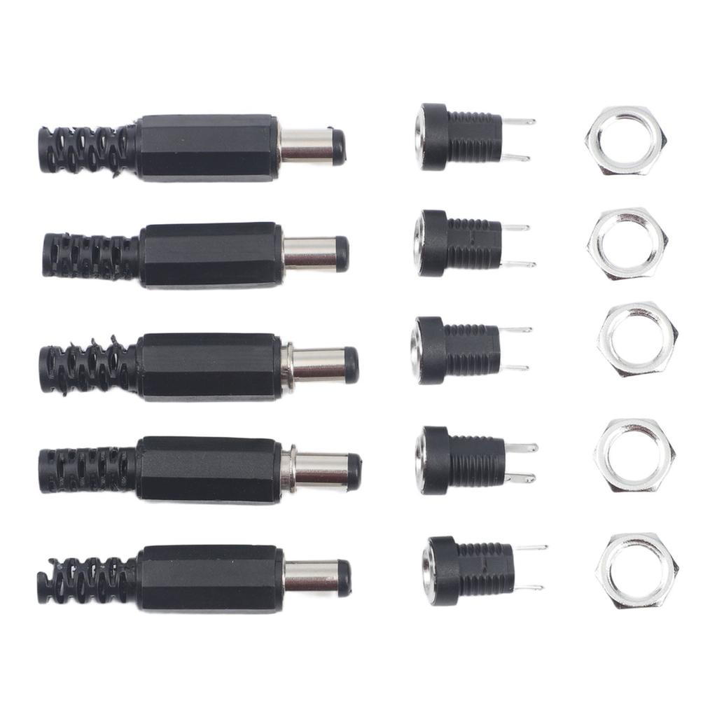 DC Power Connector Set 5 Pair 12 Volt Male Female Panel Mount 55x21 mm