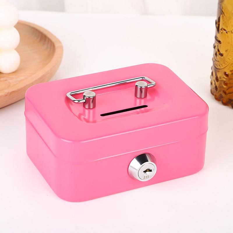 Metal Cash Box Mini Safe Lock Box Money Bank Metal Coin Bank Security Box Sturdy Cash Portable For Kids Coin Collection