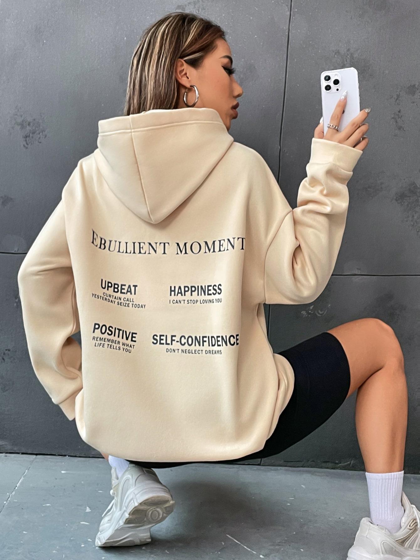 

Ebullient Moment Cotton Print Mens Hoodie Original Sportswears Aesthetic Comfortable Pullover Hooded Harajuku Women Outerwear S бежевый