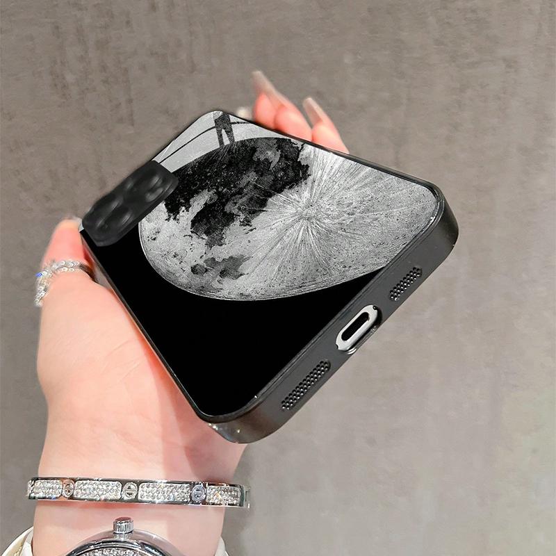 Universe Earth Pattern Tempered Glass Phone Case For iPhone 17 Pro Max 16 15 14 13 12 11 Pro 17Air 16E 7 8 Plus XR XS X Cover