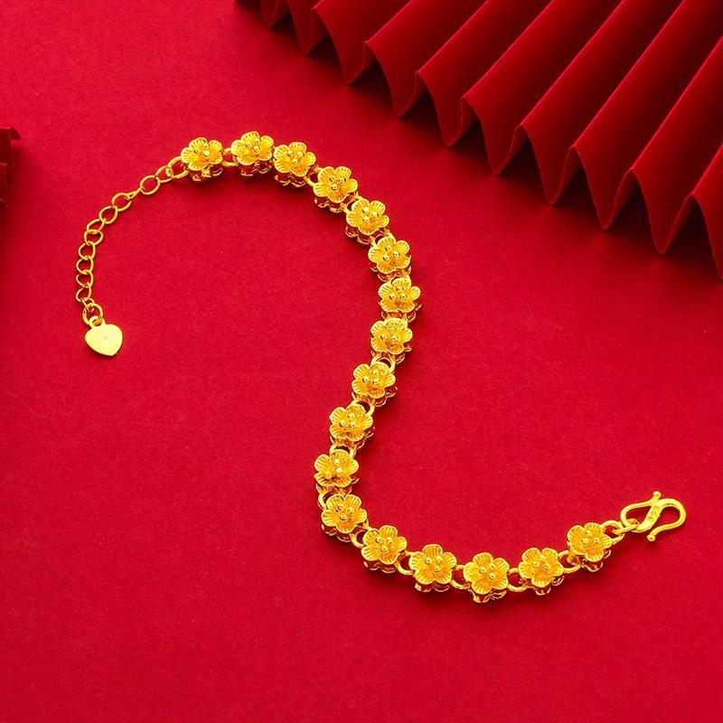 Złoty Sklep Styl Złoty Piasek Śliwkowy Kwiat Bransoletka - Wysokiej Jakości, Modna, Wykwintna, Uniwersalna Damska Bransoletka