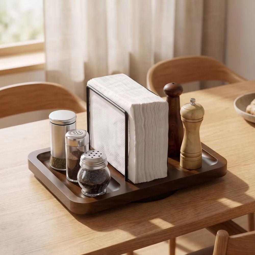 Multi Compartment Rotating Napkin Holder Vertical Napkin Holder  for Dining Table