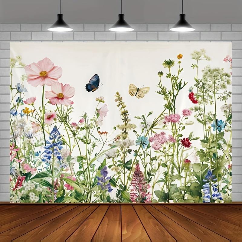1Pc Vibrant Floral and Plant Background Decoration - Durable Polyester Photo Prop for Unforgettable Parties