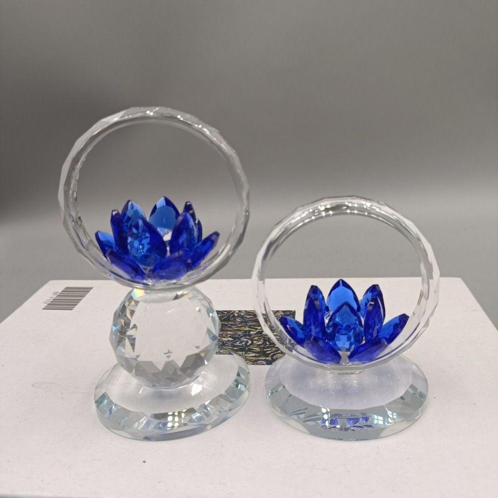Transparent Crystal Lotus Ornament Reflection Effect Stable Base Lotus Flower Figurine Handmade Decorative