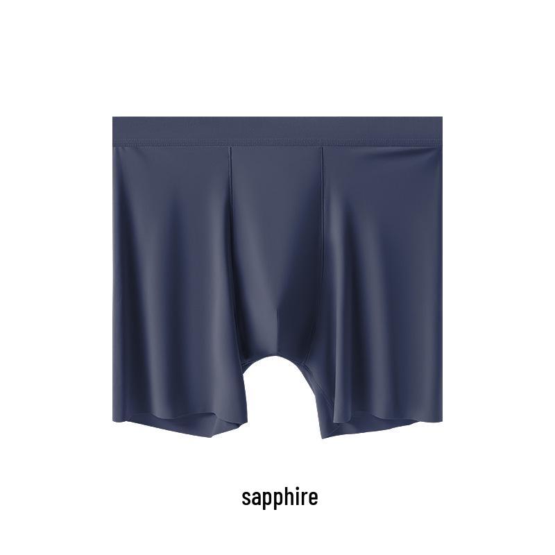 Men's Extended Length Seamless Ice Silk Boxer Briefs - Anti-Chafing, Breathable, Large Size, Thin, Ideal for Sports & Running