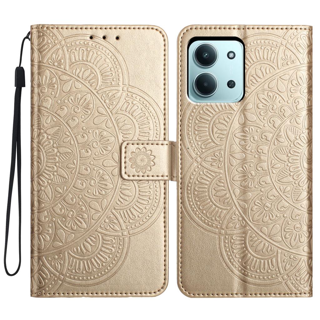 For Xiaomi Redmi 15C 5G (EU) (173 mm)/15C 4G (EU) (173 mm) Lærdeksel med kortlommer Mandalamønster Telefondeksel Stativ