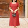 ZANZEA Women Square Collar Summer Casual Short Sleeve Dress
