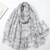 Bronzing Silk Road Flower Language Satin Cotton Printing Long Towel Factory Sales Travel Vacation Sunscreen Shawl