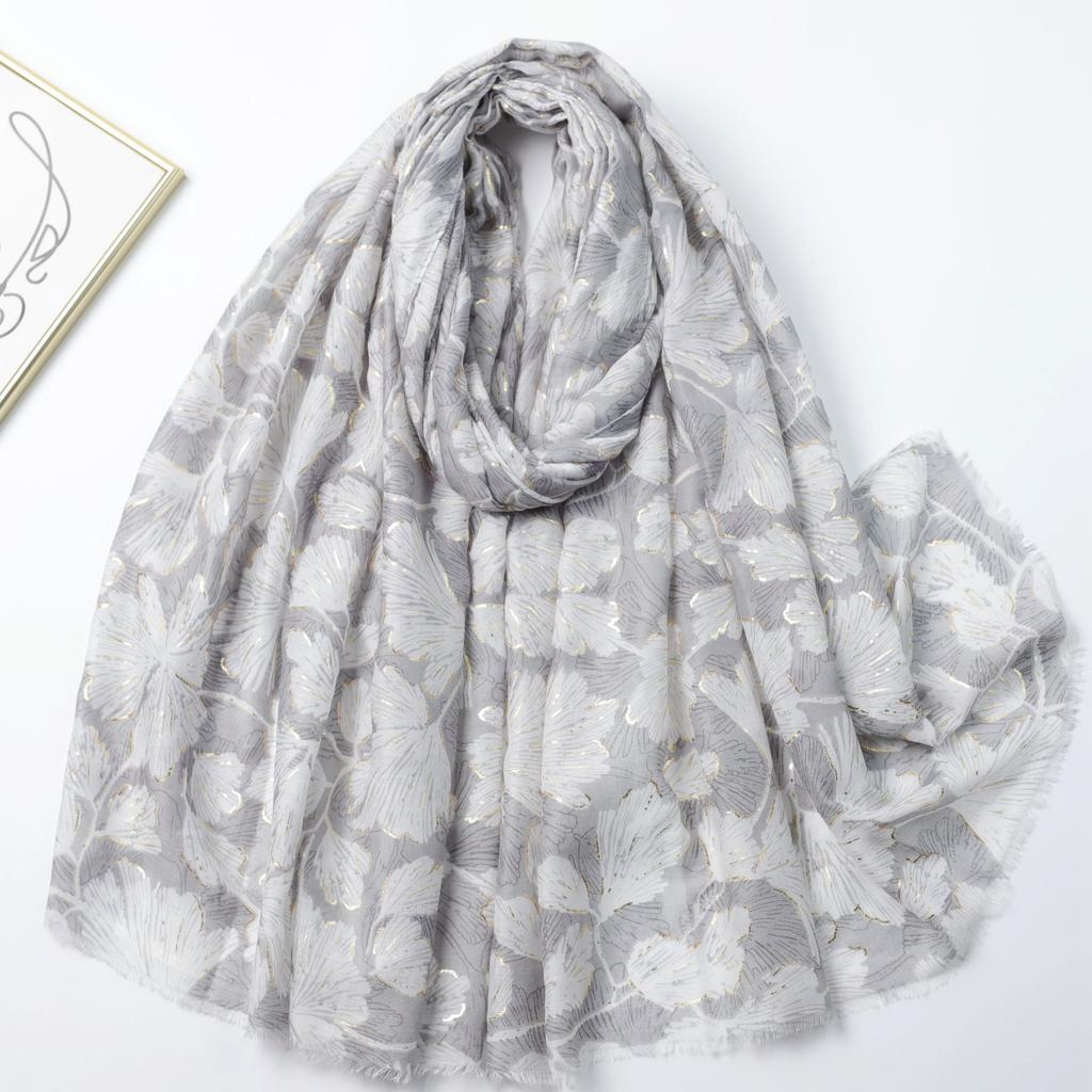 Bronzing Silk Road Flower Language Satin Cotton Printing Long Towel Factory Sales Travel Vacation Sunscreen Shawl