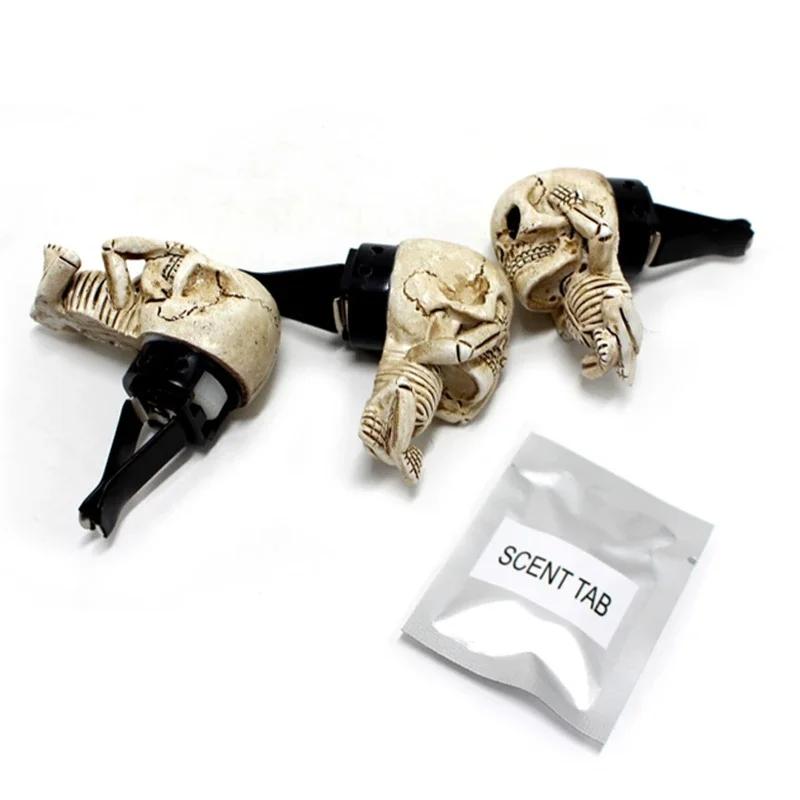 Halloween Skeleton Ghost Car Vent Air Freshener Clip Holder Perfume Diffuser with Fragrance Pads Cool Car Interior Ornaments
