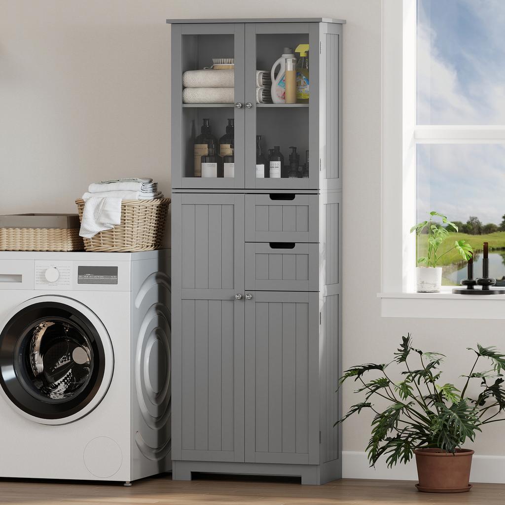 Tall Bathroom Cabinet, 60 x 30 x 170 cm, Grey