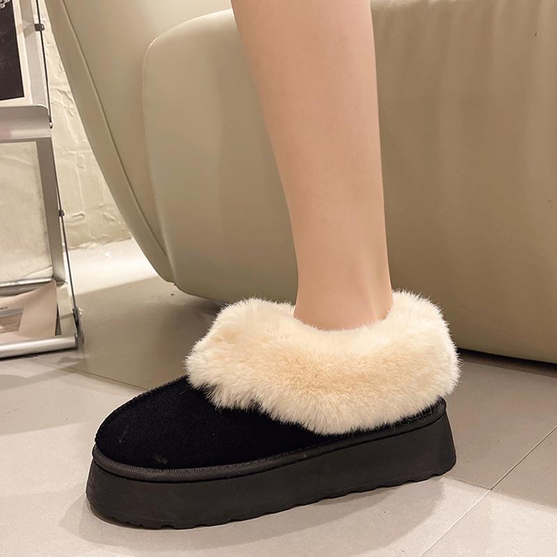 Mao Mao Snow Boots Women's Winter Velvet Thickened Fur Integrated Short Boots Thick Sole One Pedal Pregnant Women Warm Bread Cotton Shoes