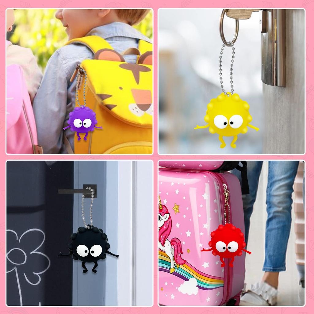 YIWUPOWER Novelty 3D Release Stress Elf Silicone Glaring Eyes Scare Cartoon Character Coal Dust Spirit Keychain Venting Ball