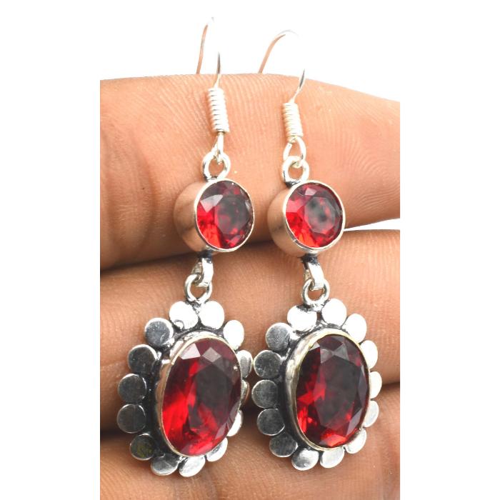 Garnet Gemstone Ethnic Handmade Drop Dengle Earring Jewelry ER 033