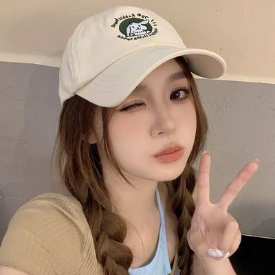 Spring Summer Solid Color Baseball Cap For Women Soft Top Sun Visor Hat Cartoon Rabbit Korean Girl Sunshade Peaked Caps