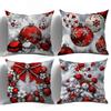 4 Naviñas Cushion Covers - Pillow Covers With Red And White Polka Dot, Snowflakes, Garlands And Trees Pr