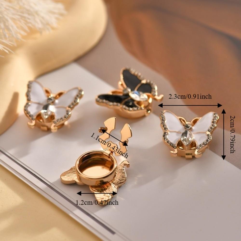 Rhinestone 3D Butterfly Cufflinks Brass Base Button Cover Creative Sleeve Button  Shirt Accessories
