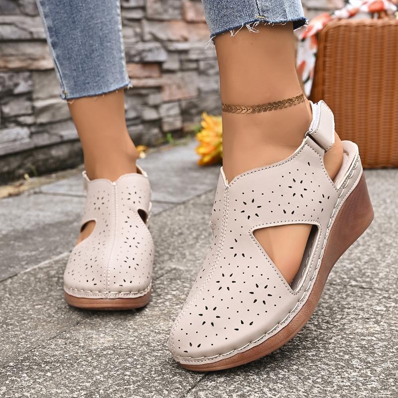 Casual Shoes, Sandals, New Style with Hollow and Breathable Platform Heel, Front Strap Shoes