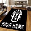 Benutzerdefinierter Name Juventus Flanellmuster Quadratischer Teppich, Läufer, Teppich für Wohnzimmer Schlafzimmer Sofa Spielzimmer Dekor, Rutschfeste Fußmatte