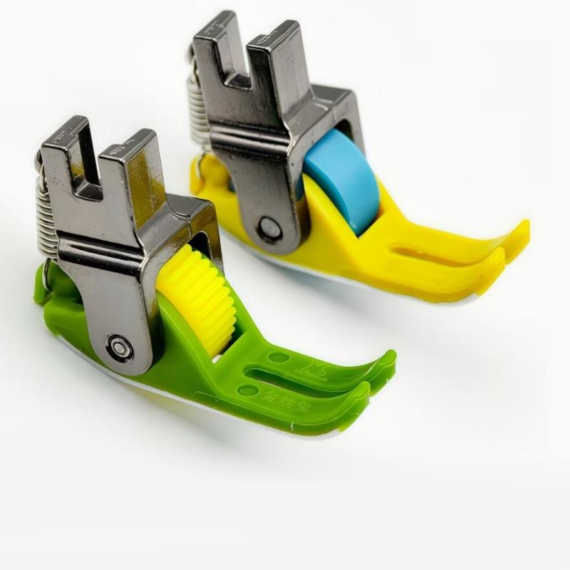2Pcs Replaceable Flat Car Roller Presser Foot Sewing Machine Accessory for Shirts Curtains Canvas Fabric Leather Sewing