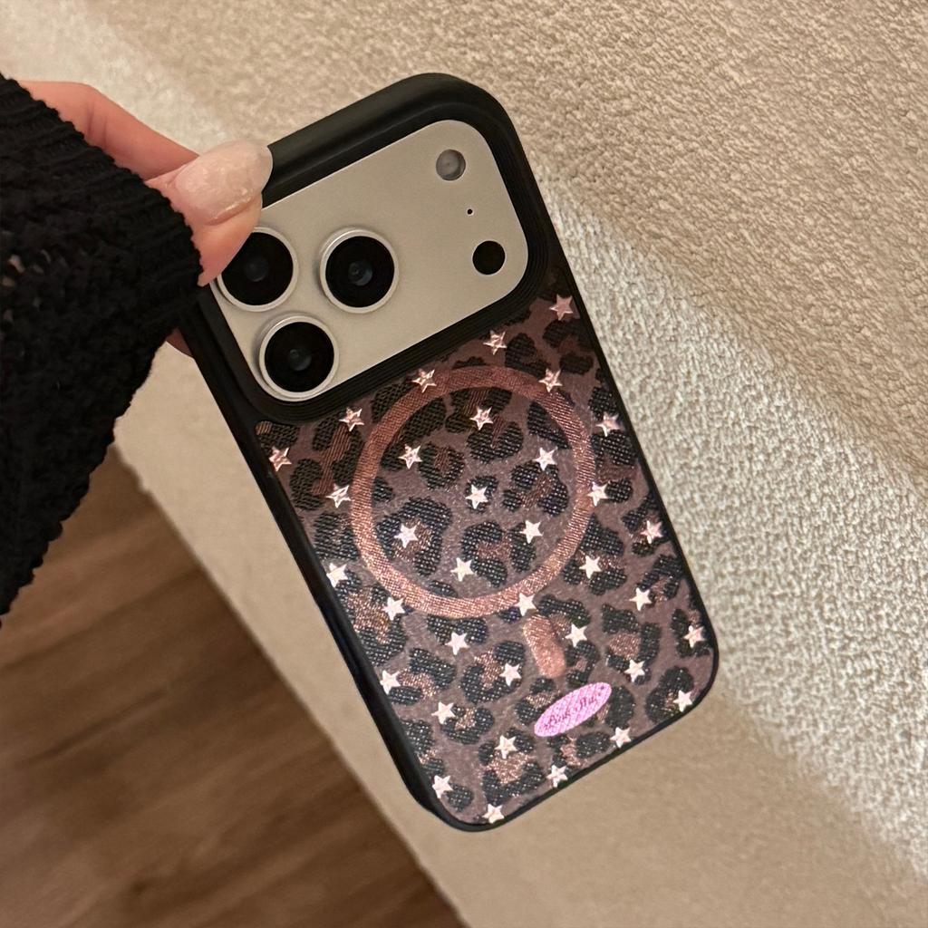 Leopard Print Bow Case Suitable for Apple 17 Pro Max, 13 Gold-plated Magnetic Stand, iPhone 16 Sweet and Cool 15