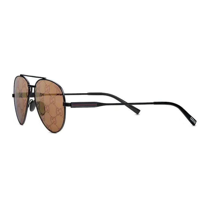 GUCCI Logo Metal Aviator Sunglasses Men's Black