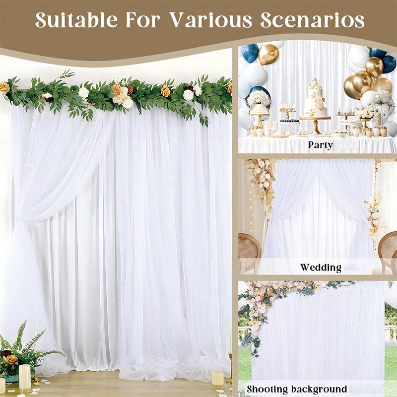 White Transparent Tulle Curtains Suitable for Living Room Bathroom, Door and Window Home Decoration and Photography Background