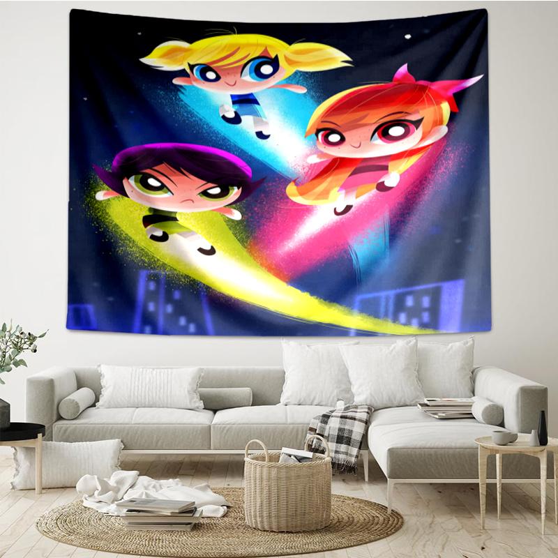 Powerpuff Wall Hanging Tapestry Wall Cloth Tapestries Decor Wall Bedroom Decoration