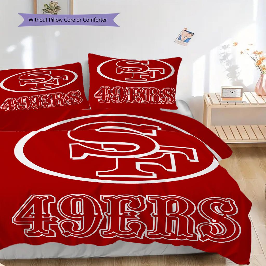 San Francisco 49ers Pattern Bedding Quilt Set Quilt Cover Pillowcase Home Decoration Birthday Gift (1 * duvet cover + 2 * pillowcase, without core)