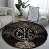 World Tree Round Rug Area Rug Viking Norse Mythology Print Round Carpet Living Room Bedroom Floor Mat Playroom Soft Round Carpet
