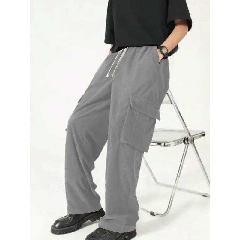 

Men s new hot-selling fashion casual sports corduroy multi-bag tooling trousers XXXL серый