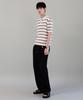 NODU Waffle Stripe Collar Crop Half Knit [Ivory]