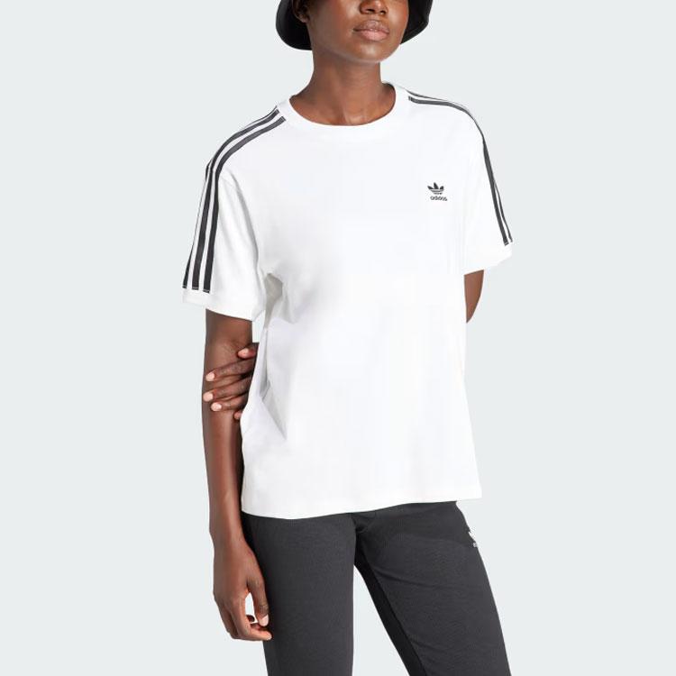 Adidas Originals Trefoil Logo Print Short Sleeve T-Shirt Women Tops White IR8051