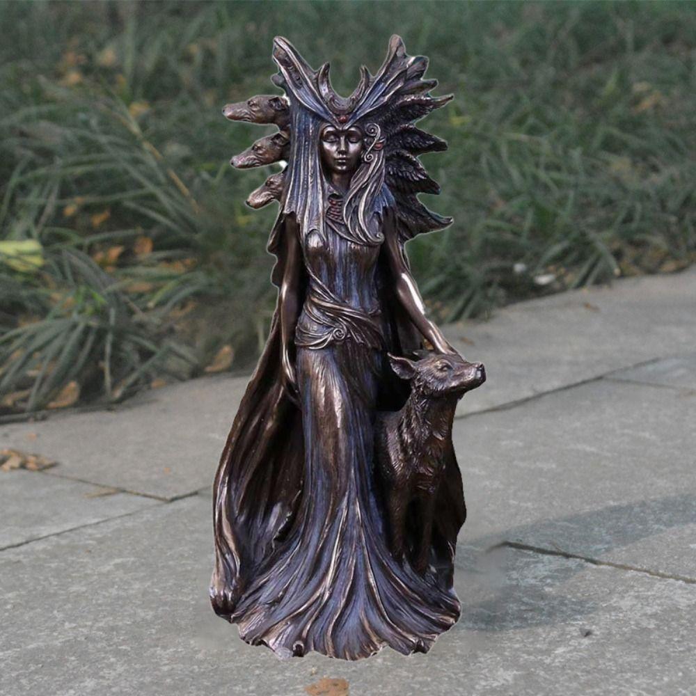 Unique Greek Goddess Statue Modern Art Resin Ornaments Delicate Witch Hound Sculpture  Desktop
