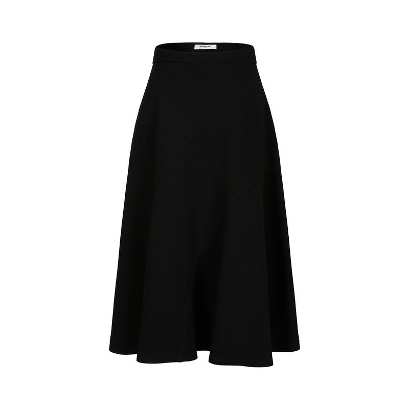 JOOZZY ANNACOLL Elegant Asymmetric Knit A-line Midi Skirt