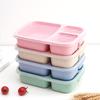 Bento Lunch Box 3 Compartment Wheat Straw Meal Prep Food Storage Containers Plastic, 1 Pack
