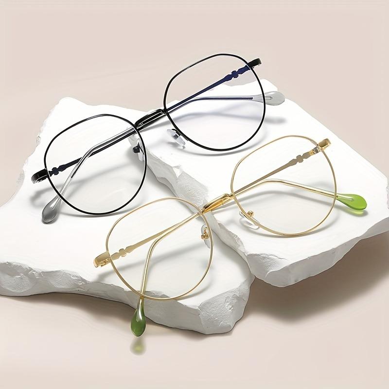 

2pcs Portable Anti Blue Light Glasses for Eye Protection, Ultra Light Round Glasses, Metal Frame Glasses for Men and Women