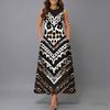 Oversized Women Sleeveless Round Neck Dress Elegant Mixed Floral Print Flowy Mid Length Dress